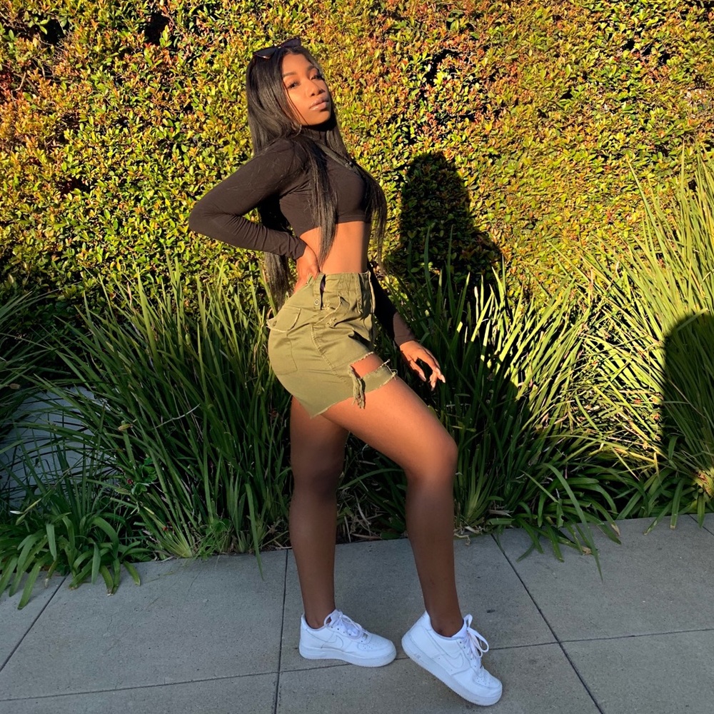 Distressed Cargo Olive Green Shorts